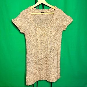 L Long Sweater or Mini Dress Short Sleeves Wool